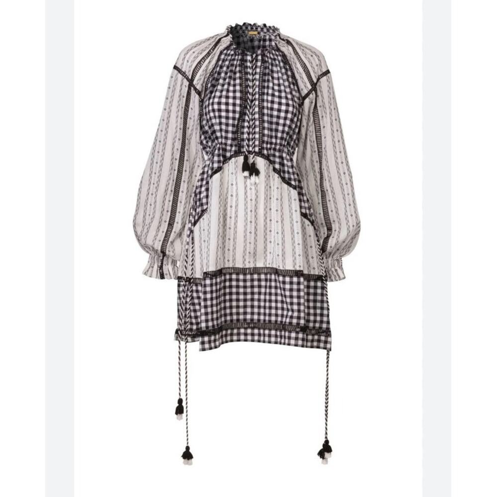 DODO BAR OR Mini Dress Black & White Gingham Cotton New